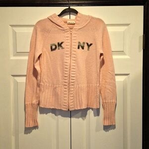DKNY Jeans Ballet Pink Zip Front Cardigan